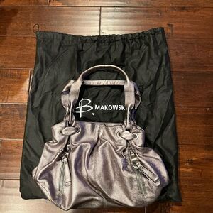 Vintage B MAKOWSKY Silver Camilla Buttery Pebble Leather Shoulder Bag Handbag